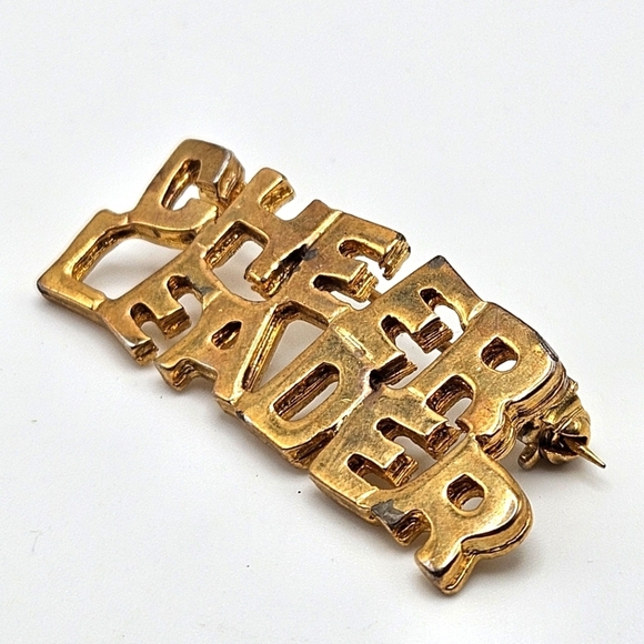 VINTAGE Gold Tone Cheerleader Brooch Pin Cheer - Picture 5 of 5
